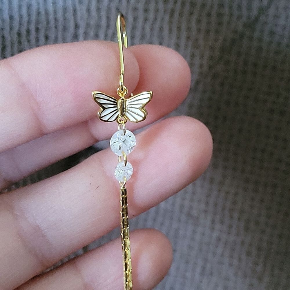 ✨️HP✨️ Rachel Zoe Dainty White Enamel Butterfly🦋 Dangle Earrings - Picture 10 of 16